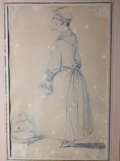 Alfred de MUSSET (1810 -1857) 
Louise BOUVIER, prisonnière maîtresse d'un assassin
Crayon...