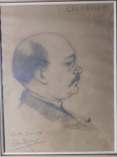Edmond ROSTAND (1868-1918) 
Portrait d'homme de profil
Crayon noir signé en bas à...