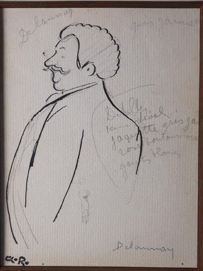 André ROUVEYRE (1879-1962) 
Portrait de l'acteur Louis-Arsène Delaunay
Plume et encre...