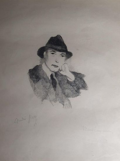 Marie LAURENCIN (1883-1956) 
Portrait de Gide
Lithographie titrée et signée dans...