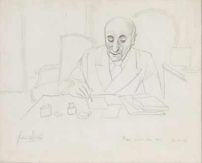 Jean OBERLé (1900-1961) 
Portrait de Max Jacob
Crayon noir signé en bas à gauche...