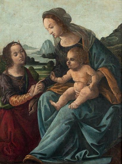 école FLORENTINE vers 1480, entourage d'Andrea del VERROCHIO The Mystical Marriage...
