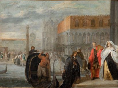 École FLAMANDE vers 1640 
The arrival in front of Saint Marc
Square Canvas 47,5 x...
