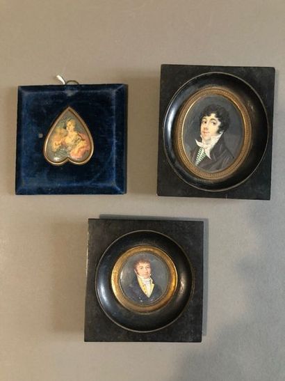 Ensemble de trois miniatures XIXe siècle:...