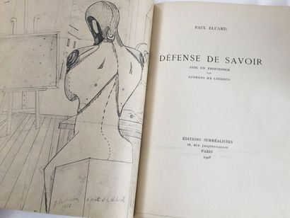 ÉLUARD (Paul) Défense de savoir. Paris, Éditions surréalistes, 1928. In-4, box mastic...
