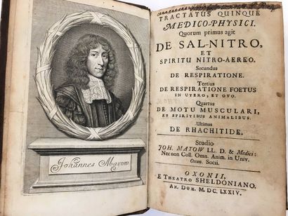 MAYOW (John) Tractatus quinque medico-physici. Oxford, E Theatro Scheldoniano, 1674....