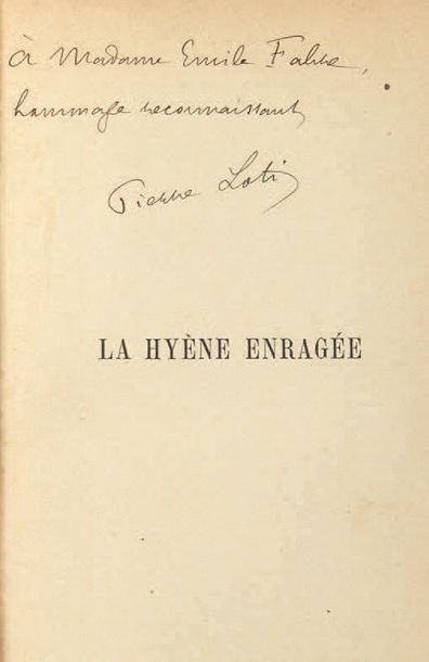 LOTI (Pierre) La Hyène enragée. Paris, Calmann-Lévy, sans date [1916].
In-12, 4 ff.n.ch....