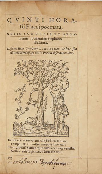 HORACE Poemata. Sans lieu ni date [Genève, Henri II Estienne, 1574]. 3 parties en...