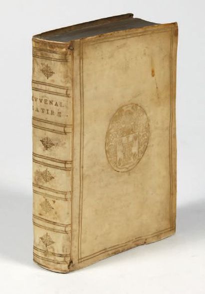 JUVÉNAL et PERSE Satyrae. Leyde, F. Hackius, 1648. In-8, 8 ff. (y compris le titre-frontispice),...