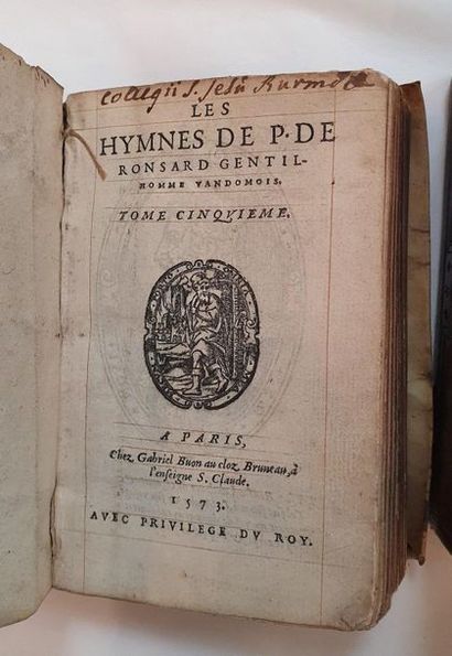 RONSARD (Pierre de). Works. Paris, Gabriel Buon, 1572-1573. Set of 6 volumes in 16,...