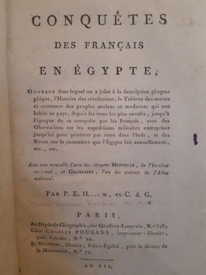[HERBIN DE LA HALLE]. Conquêtes des Français en Égypte. Paris, Charles Pougens, Malherbe,...