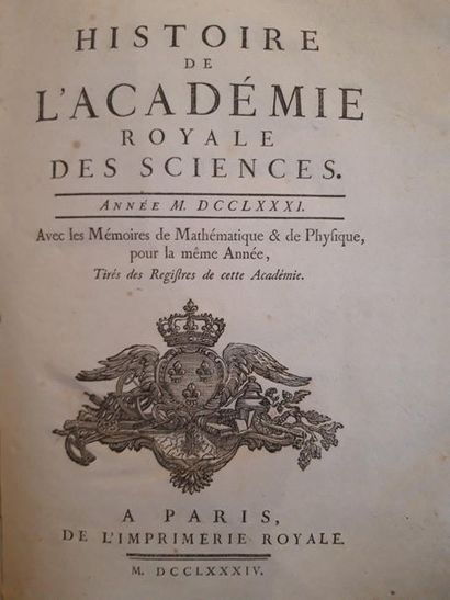 null HISTORY OF THE ROYAL ACADEMY OF SCIENCE. Years 1779-1781-1785. Paris, De l'Imprimerie...
