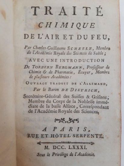 SCHEELE (Charles-Guillaume). Chemical treatment of air and fire. Paris, Rue et Hôtel...