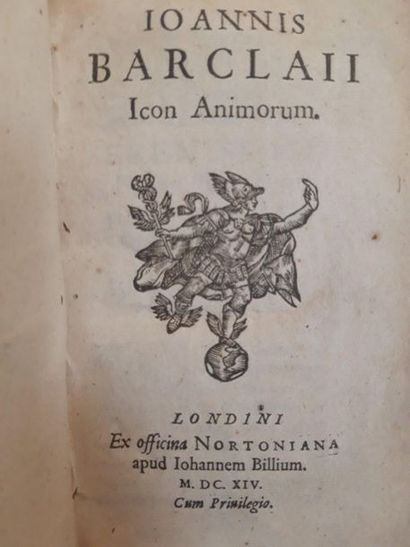 BARCLAY (Jean). Icon Animorum. London, Norton and John Bill, 1614. In-8, soft vellum...