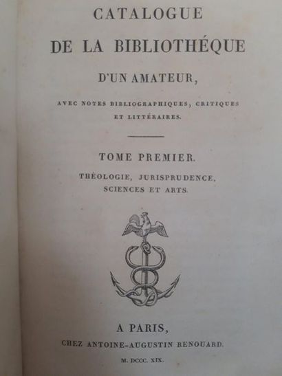 null CATALOGUE DE VENTE. - [RENOUARD (Antoine-Augustin)]. Catalogue de la bibliothèque...