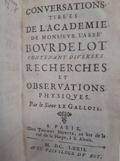 LE GALLOIS. Conversations tirées de l'Académie de Monsieur l'abbé Bourdelot contenant...