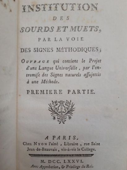L'ÉPÉE (Charles-Michel, abbé de). Institution des sourds et muets, par la voix des...