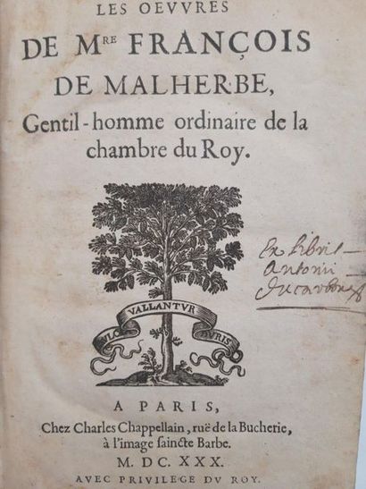 MALHERBE (François). The Works. Paris, Charles Chappellain, 1630. In-4, granite calf,...