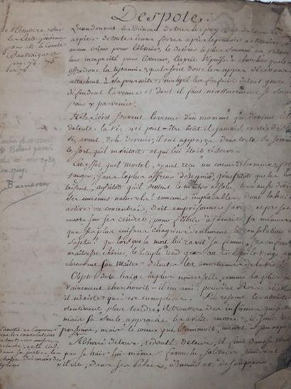  MANUSCRIT. — [BILLARD ?]. Notes de lecture. S.l.n.d. [fin du XVIIIe siècle]. Manuscrit...