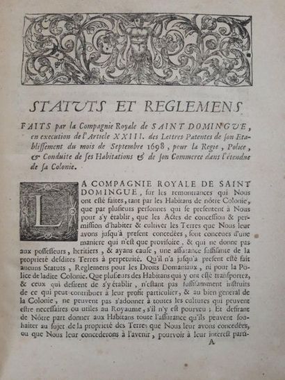 Saint-Domingue. - Statuts et règlemens faits par la Compagnie Royale de Saint-Domingue,...