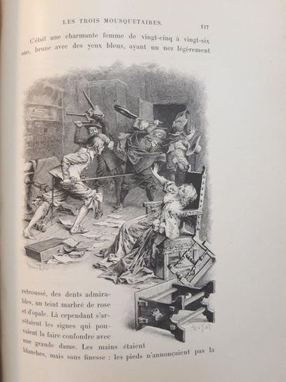 DUMAS (Alexandre). The Three Musketeers. Paris, Calmann Lévy, 1894. 2 volumes in-4,...