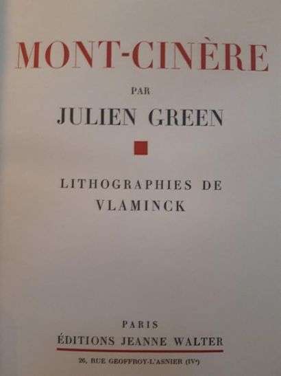 GREEN (Julien). Mount Cinere. Paris, Jeanne Walter, 1930. In-4, green grosgrained...