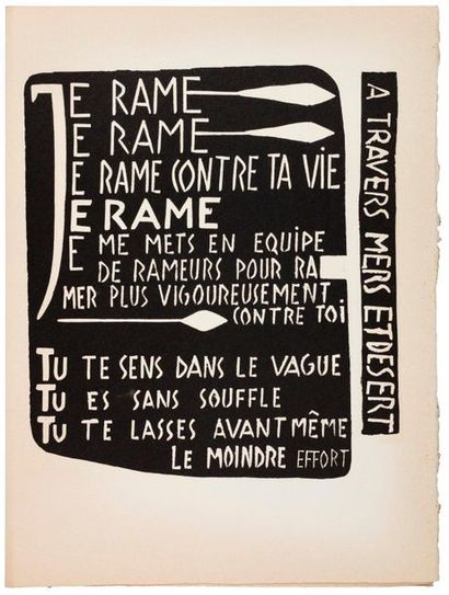 MICHAUX Henri. Poetry for power. Paris, René Drouin, 1949. In-folio, in sheets, illustrated...