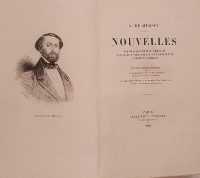 MUSSET (Alfred de). News. Paris, L. Conquet, 1887. In-8, orange morocco with corners,...