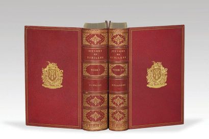SCHILLER. Works. Paris, Hachette, 1859. 8 large volumes in-8, red morocco, triple...
