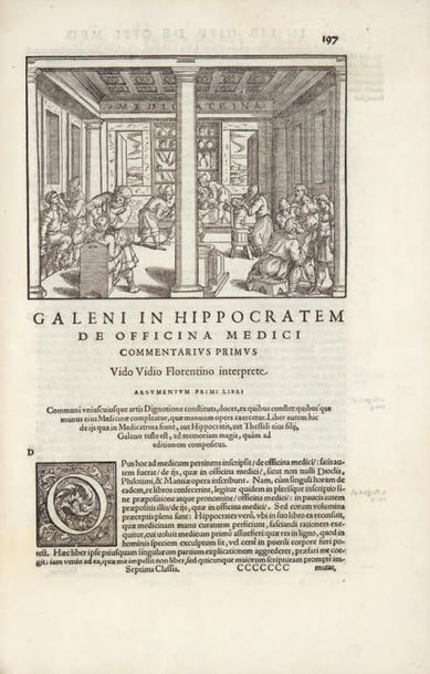 GALIEN. Opera. Venice, Giunta, 1576-1577. 9 parts in 5 volumes in folio, calf turned...