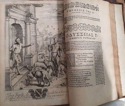 HOMÈRE. Iliadis and Odysseae libros [graecae and latinae]. Basel, Froben, 1559-1560....
