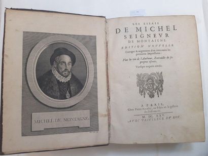 MONTAIGNE (Michel de). Testing. Paris, Pierre Rocolet, 1625. Large volume in-4, red...