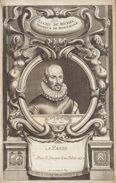 MONTAIGNE (Michel de). Les Essais. Paris, Jean Piot, 1657. In-folio, basane marbrée,...