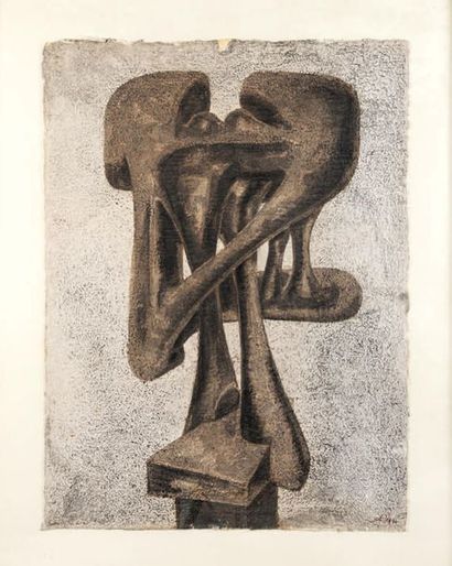 Augustin CARDENAS (1927-2001) 
Projet de sculpture
Aquarelle sur papier monogrammée...