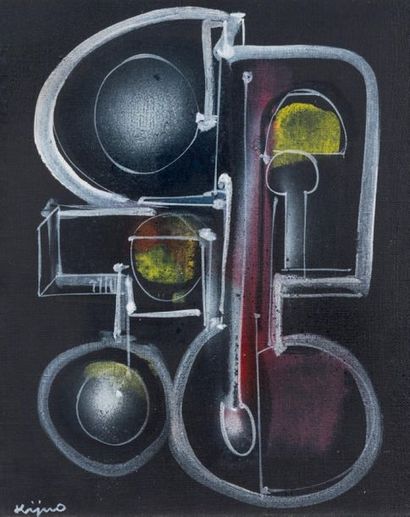 Ladislas KIJNO (1921-2012) 
Composition abstraite
Huile et glycero-spray sur toile...