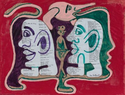 Yvon Taillandier (1926-2018) 
Sans titre, Annuaire
Aquarelle, crayon et collage sur...