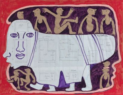 Yvon Taillandier (1926-2018) 
Sans titre, plan
Aquarelle, gouache, crayon et collage...