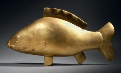 FRANÇOIS-XAVIER LALANNE (1927-2008) 
La carpe d'or
Golden resin with a gold leaf...