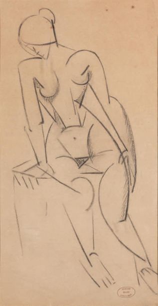 Marie VASSILIEFF (1884-1957) 
Femme cubiste 
Mine de plomb sur papier
Cachet d'atelier...