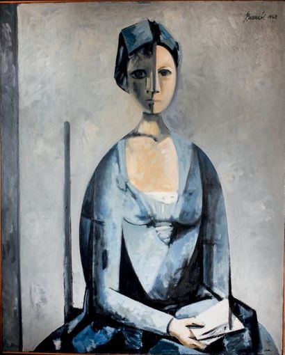 Duilio BARNABE dit DUBE (1914-1961) Portrait de femme au livre Huile sur toile signée...