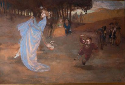 Jean VEBER (1864-1928) 
La princesse qui danse
Pastel on cardboard mounted on canvas,...