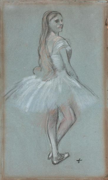 Jean-Louis FORAIN (1852-1931) 
Ballerine
Pastel et fusain sur papier bleu, signé...