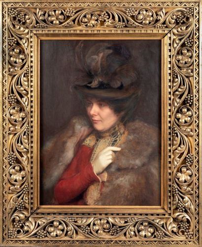 Émile FRIANT (1863-1932) 
Portrait de Marguerite Paul
Huile sur panneau signée et...