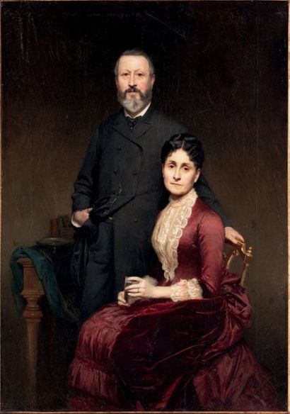 Édouard CABANE (Paris 1857-1942) 
Portrait d'un couple
Sur sa toile d'origine
70...