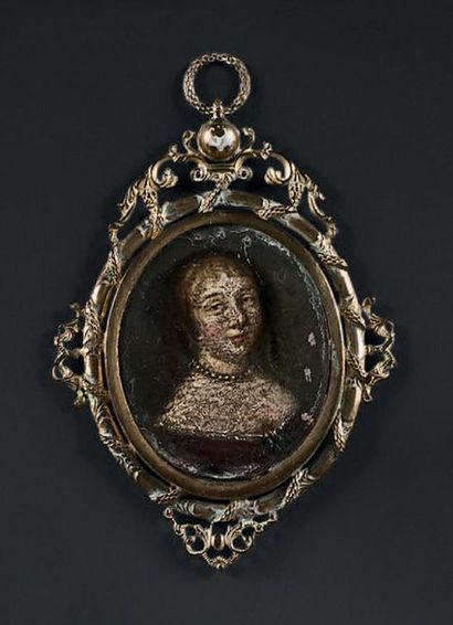 École FRANCAISE, vers 1650 
Portrait de jeune femme en buste vers la droite portant...