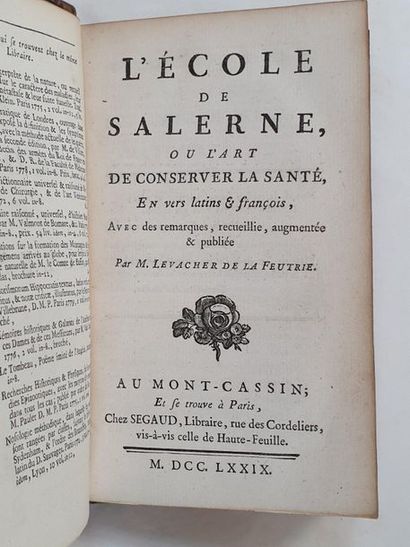 LEVACHER de LA FEUTRIE, A. F. Thomas 
L'École de Salerne, ou l'Art de conserver la...