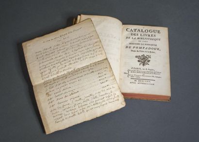 [POMPADOUR, Jeanne Antoinette marquise de] 
Catalogue des livres de la Bibliothèque...