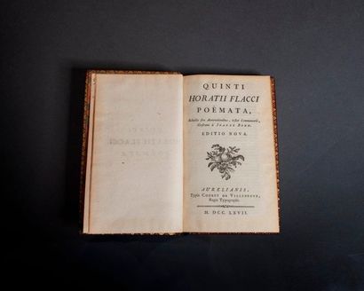 HORACE Poemata
Orléans, Couret de Villeneuve, 1767
Bel exemplaire en maroquin, celui...