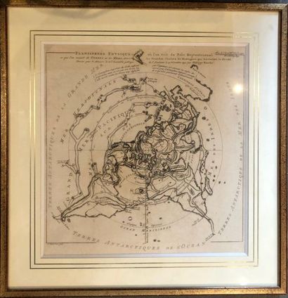 BUACHE. Physical Planisphere showing from the North Pole what is known about the...