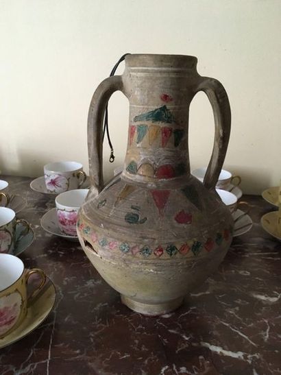 null Baluster
vase In glazed earthenware, geometrical enamelled decoration
Broken
Sold...